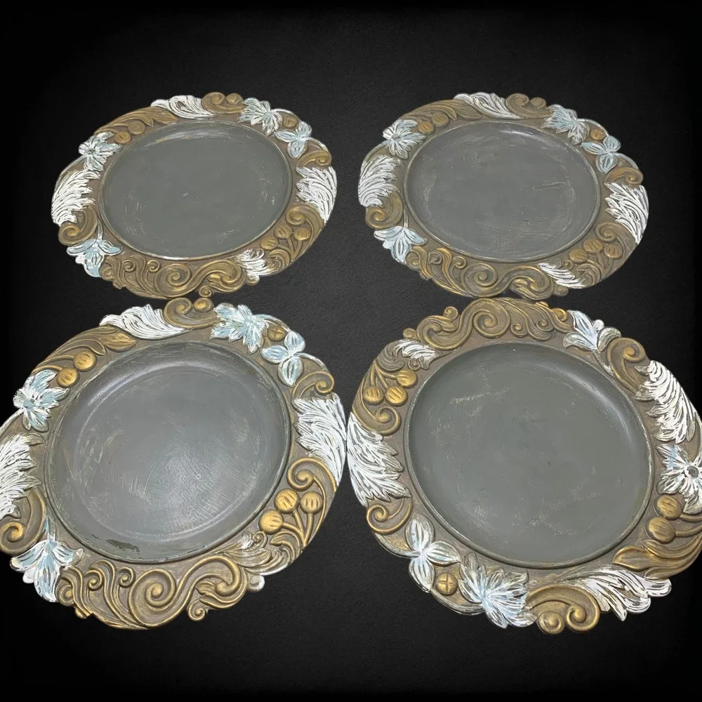 Vtg Lot 4 x Pottery Barn Decorative Charger Plates 14
